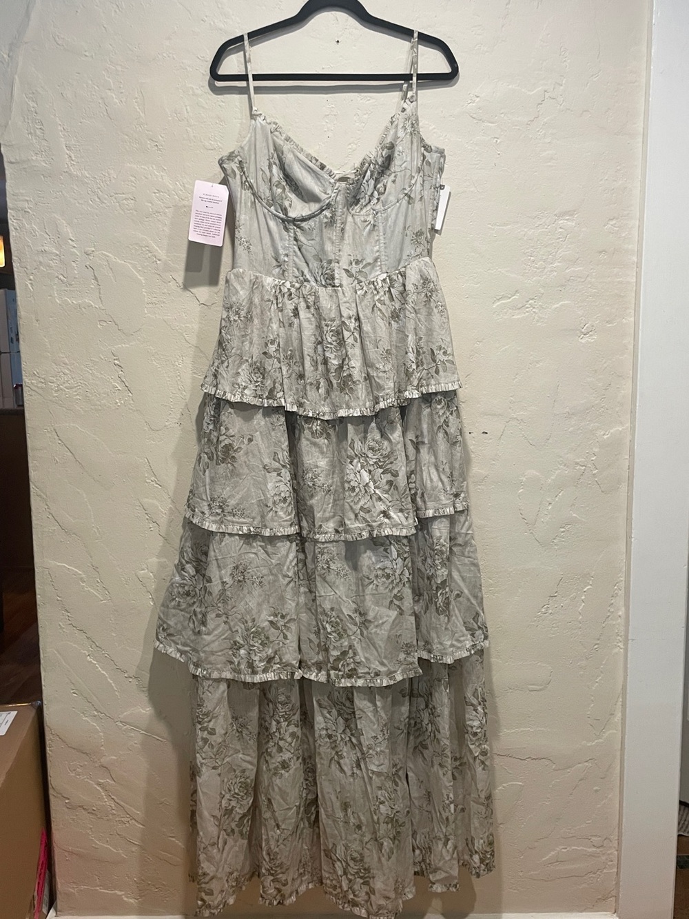 V. Chapman Sage Floral Lace-Up Maxi Dress NWT Size 12 - Picture 3 of 16